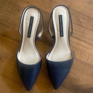 French Connection Navy Blue Slingback Heels, Size 7 / 37.5